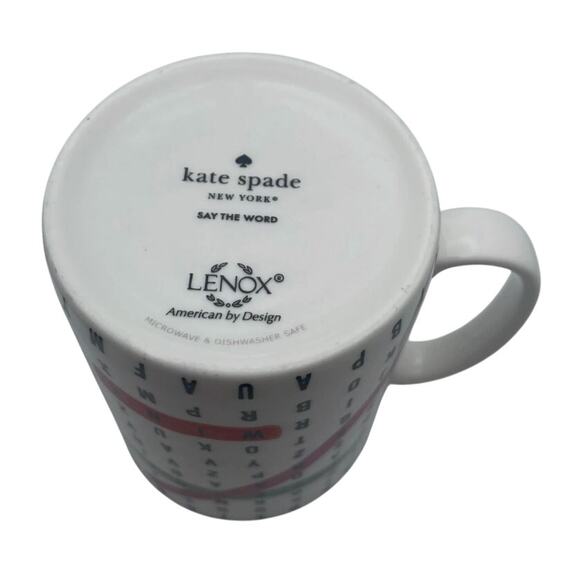 Kate Spade for Lenox Say The Word Mug Word Search Pattern 12 oz Coffee Tea Mug - Picture 8 of 10